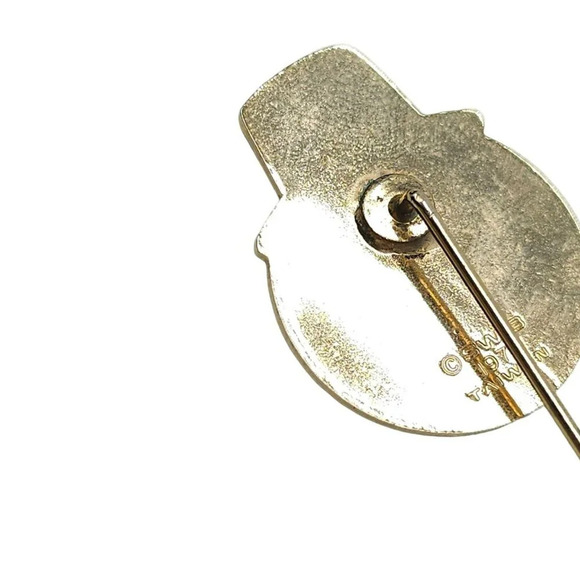 Green Enamel Smiley Face Leprechaun Hat W/ Hat Pin Gold Tone Vintage - Picture 3 of 5